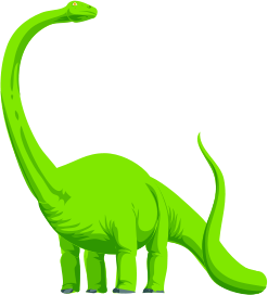 A green dinosaur with its head raised