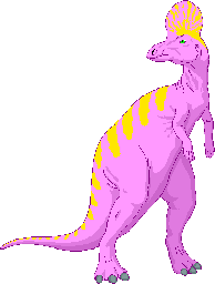 A pink lambeosaurus
