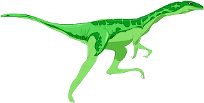 A running green dinosaur
