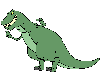 An animated green dinosaur