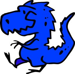 A blue cartoon-dinosaur