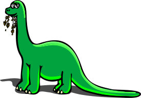 A dinosaur eating