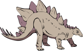 A grey-brown stegosaurus