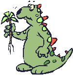 A dinosaur holding a tree