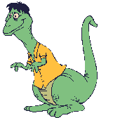 A dinosaur wearing a waistcoat