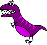 A purple cartoon tyrannosaurus rex