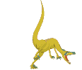 A yellow-green dinosaur walking
