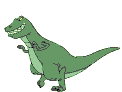 An animated green dinosaur running