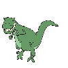 An animated dinosaur biting aggressively