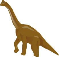 A tall brown dinosaur