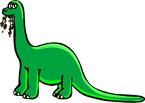 A dinosaur eating